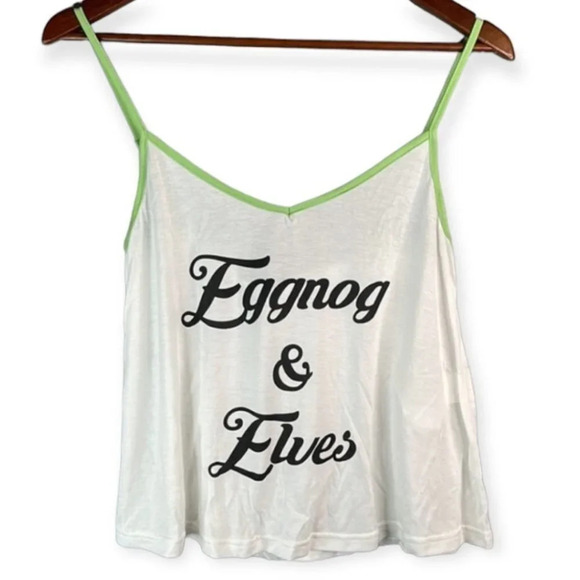 MINKPINK NWT 3 Pc Christmas Sleepwear White Black Green Eggnog Elves Dasher XS - Picture 2 of 8